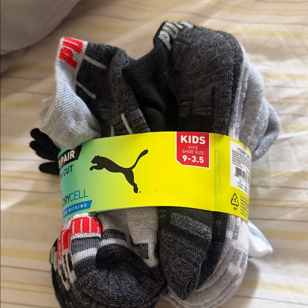 Puma Kids Socks - Black, Gray, Red